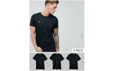 3 Pack T-Shirt Crew neck Muscle Slim Fit in Black Marl